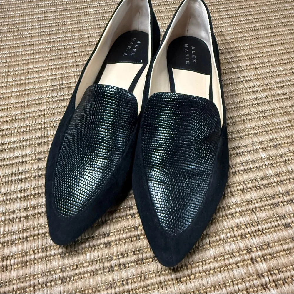 Alex Marie Cambell Suede and Embossed Leather Flats - Picture 2 of 5
